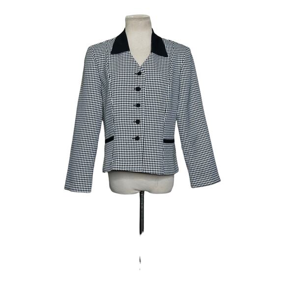 Miss Dorby black white houndstooth button blazer size 10P - Picture 8 of 10